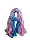 WZTP Foulard Femme en Soie Echarpe Chale Longue Élégant Dégradé Couleur 70,8" x 27,5" Lady 180cm, Rose bleu 