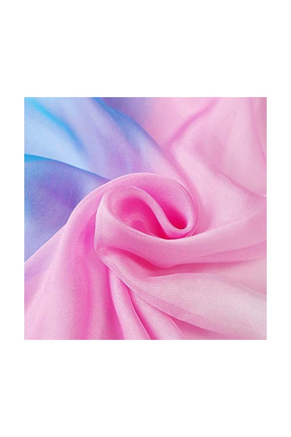 WZTP Foulard Femme en Soie Echarpe Chale Longue Élégant Dégradé Couleur 70,8" x 27,5" Lady 180cm, Rose bleu 