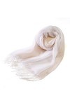 prettystern Foulard à franges en batik tie-dye bleu dégradé Femme Homme 100% Lin printemps été T95 kaki clair beige/blanc