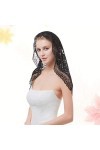 FENICAL Voile de mariée en dentelle brodé en tulle avec châle élégance coiffure de mariage noir , Blanc, M