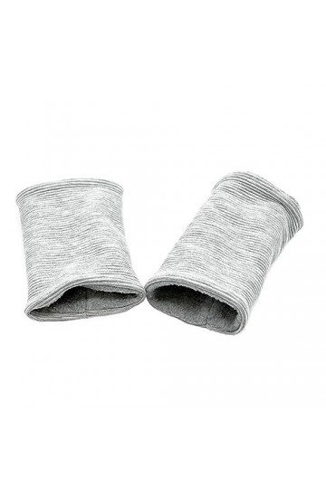 Britta Meier Chauffe-pouls manchons en jersey côtelé et polaire de coton, marque Atelier de couture, Gris clair chiné, tail