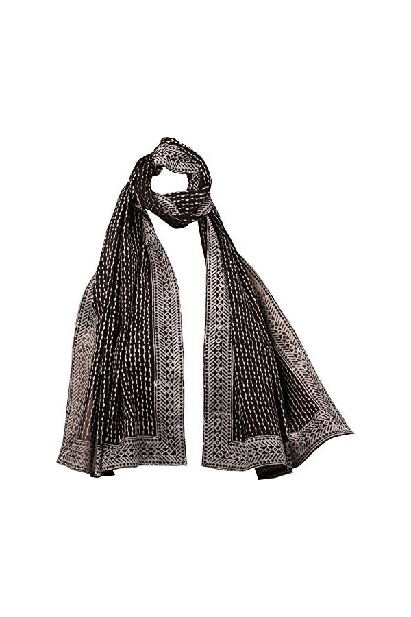 Touchstone Indtresor Écharpe en coton et soie pour femme, Noir 4