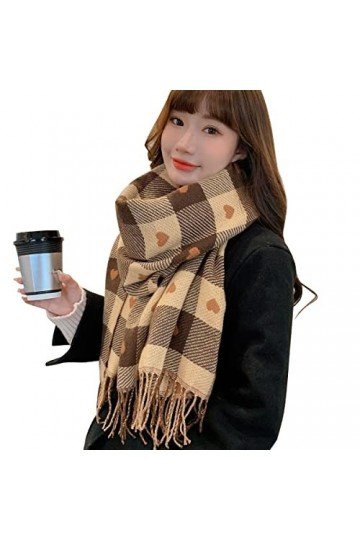 HNOOM Écharpe Châle dHiver Femme Plaid Longue écharpe Chaude Grande Châles Doux Foulards Glands Elégant Wrap Châles Etoles É