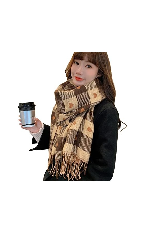 HNOOM Écharpe Châle dHiver Femme Plaid Longue écharpe Chaude Grande Châles Doux Foulards Glands Elégant Wrap Châles Etoles É