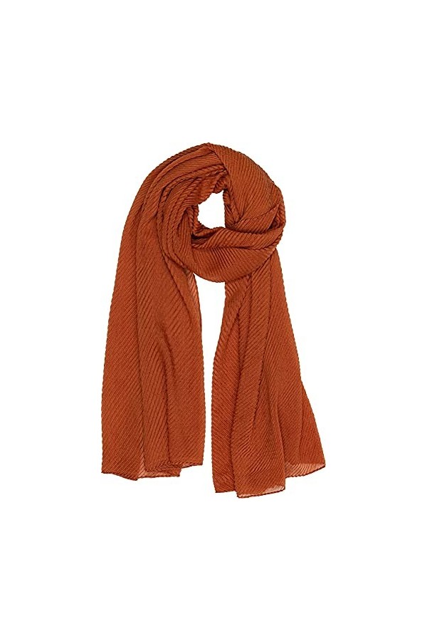 Caspar SC509 Écharpe élégante pour femme Motif rayures, orange rouille, taille unique