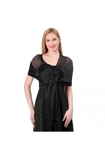 LumiSyne Femme Châles Et Écharpes Métalliques Scintillants Avec Boucle Étincelants Couleur Unie Glands Foulard Longue Léger E