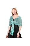 LumiSyne Femme Châles Et Écharpes Métalliques Scintillants Avec Boucle Étincelants Couleur Unie Glands Foulard Longue Léger E