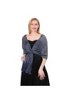 LumiSyne Femme Châles Et Écharpes Métalliques Scintillants Avec Boucle Étincelants Couleur Unie Glands Foulard Longue Léger E