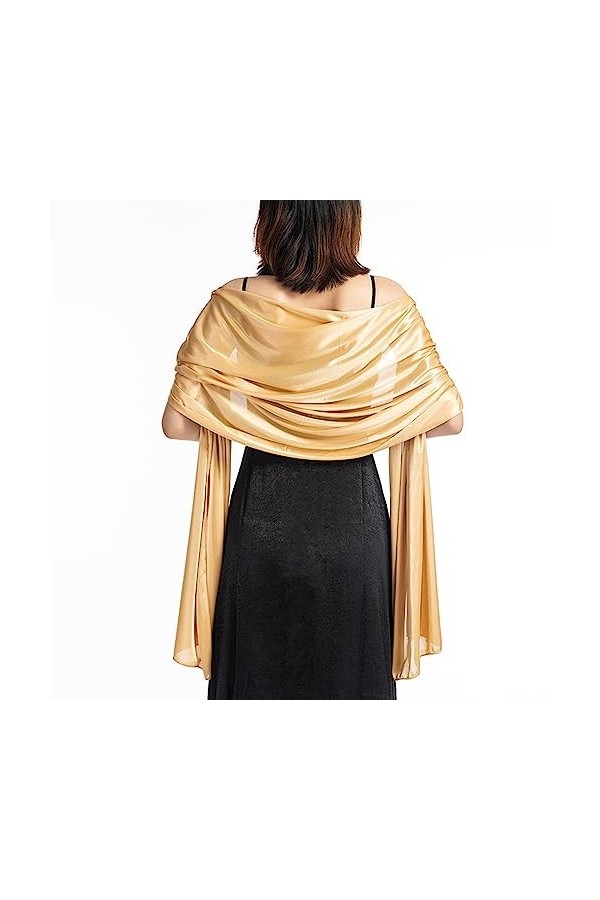LumiSyne Femme Étole Châle En Satin Soyeux Pour Robe De Soirée Couleur Unie Foulards Longue Léger Elégante Etole Mariage Bell