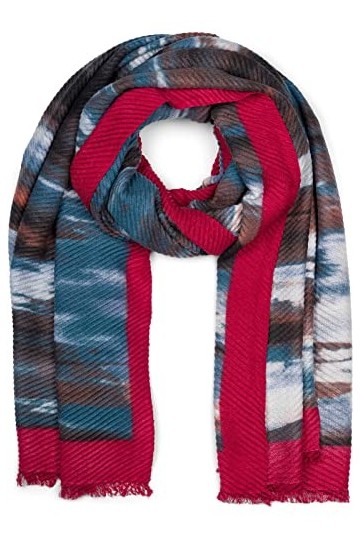 styleBREAKER Echarpe plissée pour dames avec motif de coups de pinceau encadré, look Crash, étole dhiver chaude Multicolore 