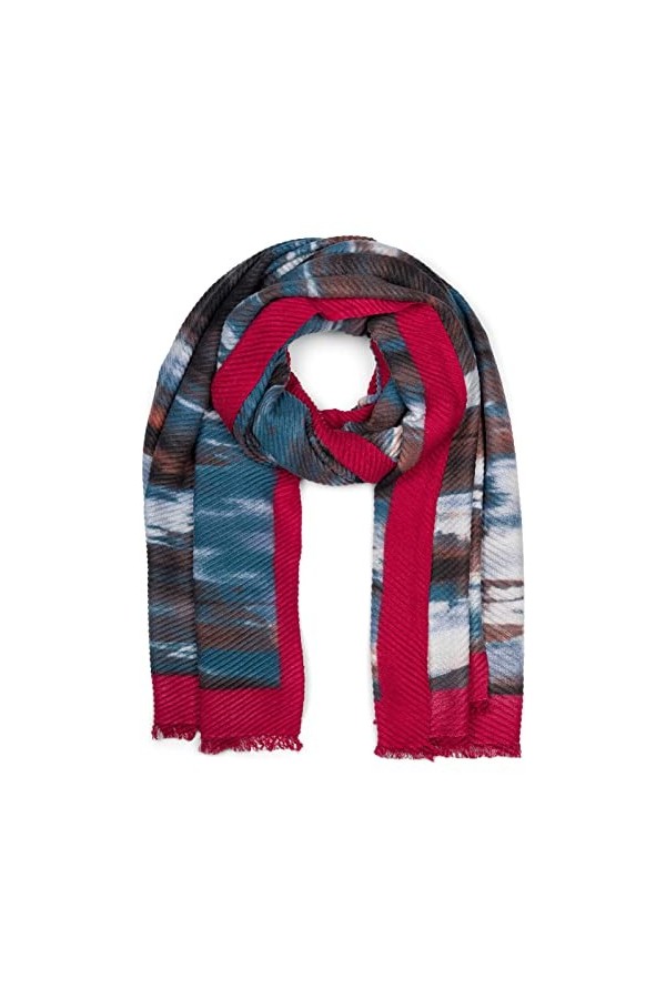 styleBREAKER Echarpe plissée pour dames avec motif de coups de pinceau encadré, look Crash, étole dhiver chaude Multicolore 