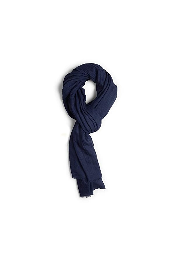 koshurart laine foulards en soie étoles solide plaid & wraps doux cachemire feel pour les femmes et les hommes 28" x 79" blu