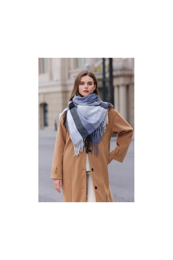 Longwu Femmes Tartan écossais Multicolore Dames écharpe et châle Wrap Cachemire Sensation Hiver Doux Chaud Longues Grandes éc
