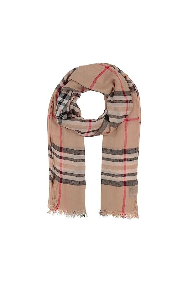 Giorgio Rimaldi écharpe femme 80 x 200 cm - Etole mode en viscose à carreaux avec franges - Parfait pour le printemps et lét