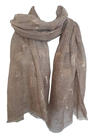 GlamLondon Écharpe pour femme Motif hérissons - Beige - Large