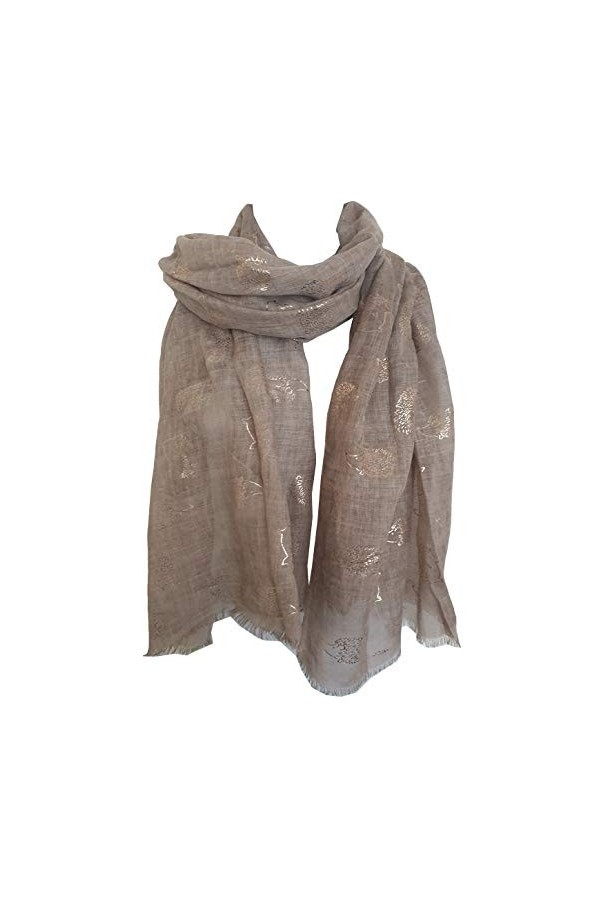 GlamLondon Écharpe pour femme Motif hérissons - Beige - Large