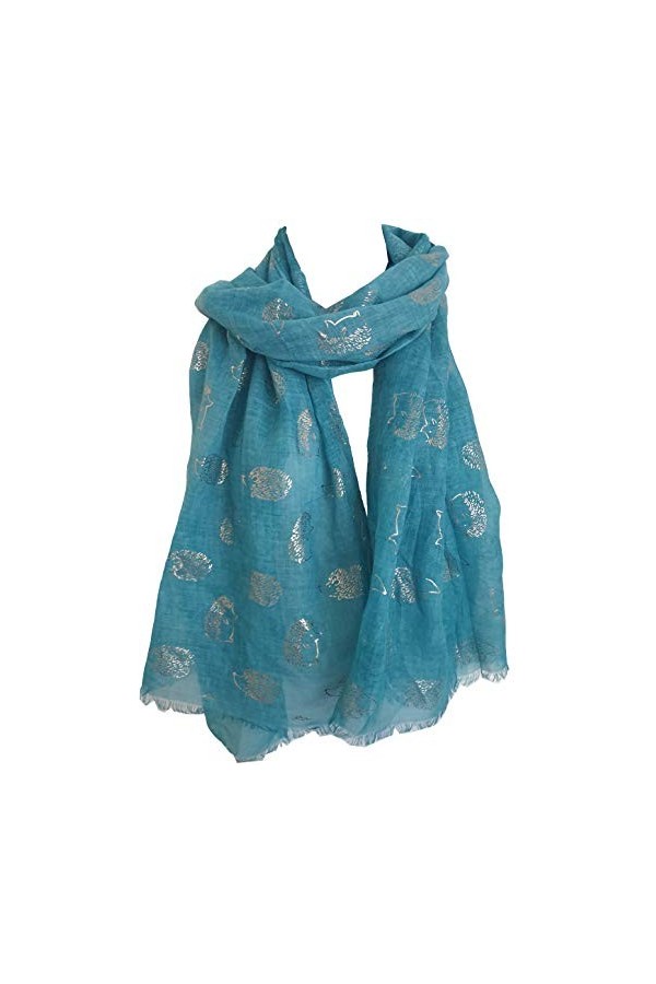 GlamLondon Écharpe pour femme Motif hérissons - Beige - Large