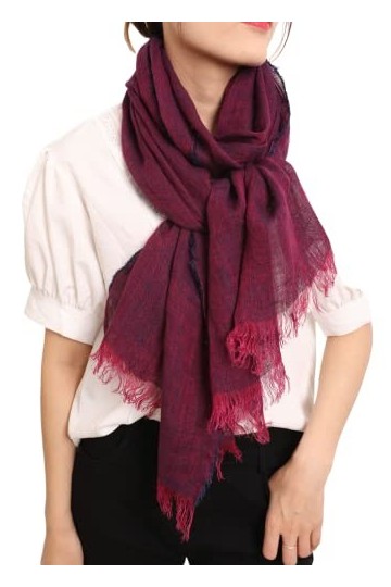prettystern XL Femmes Hommes Chiné uni été loisirs franges Foulard en lin T94 noir rose