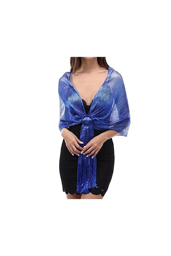 Ladiery Étole pour femme - Étole métallique festive avec boucle - Pour soirée - Paillettes scintillantes - Pour femme - Marié