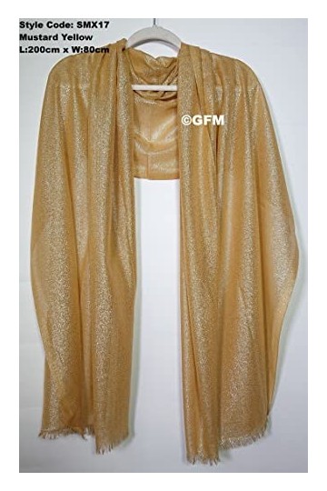 GFM Écharpe de soirée scintillante pour femme, .Smx17-mtdch-jaune moutarde, L