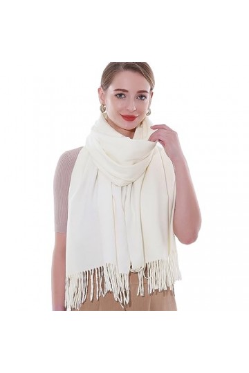 SWAT PANY Écharpe Femme Robe de Soirée Classique Hiver Plaine Écharpe Blanc Étole Femme Festive