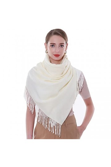 SWAT PANY Écharpe Femme Robe de Soirée Classique Hiver Plaine Écharpe Blanc Étole Femme Festive