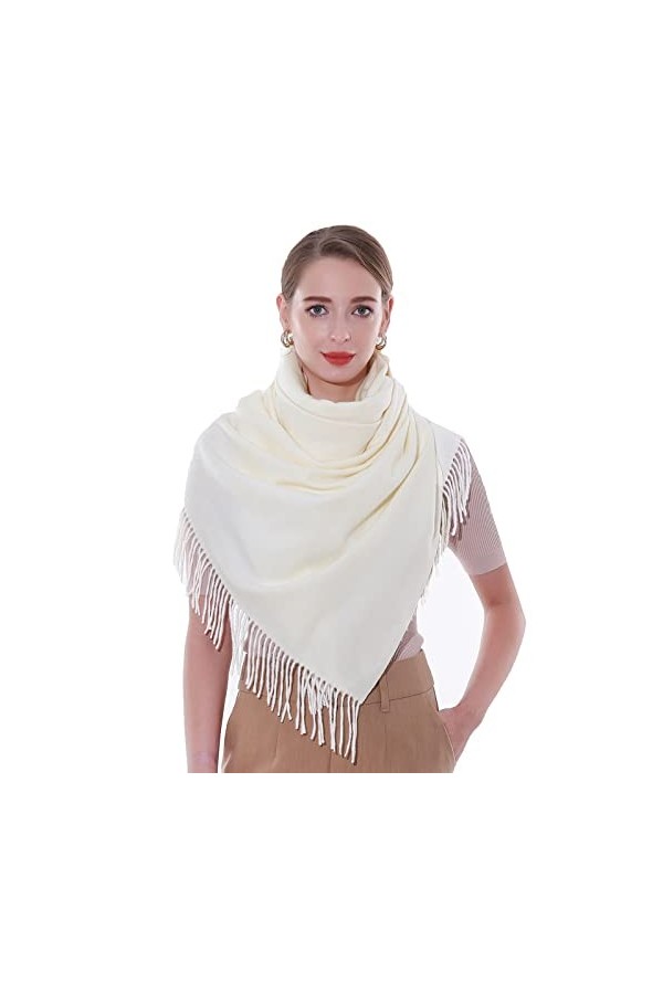 SWAT PANY Écharpe Femme Robe de Soirée Classique Hiver Plaine Écharpe Blanc Étole Femme Festive