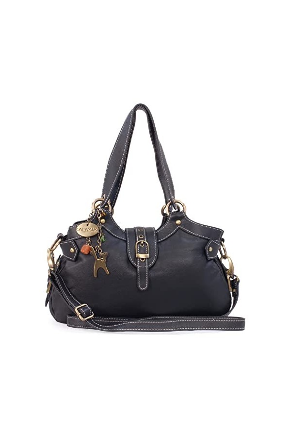 Catwalk Collection Handbags - Cuir Véritable - Sac porté épaule avec Bandoulière réglable et détachable/Besace/Sac à Main/Sac