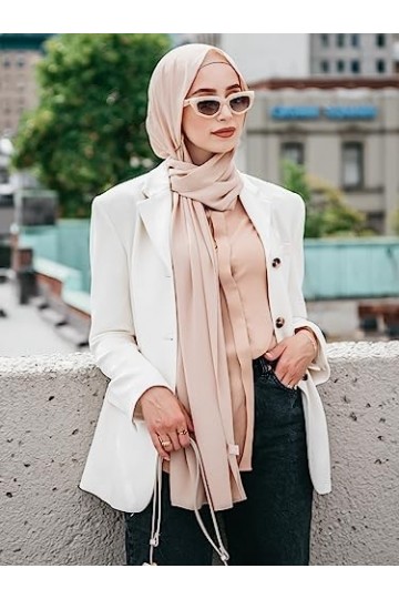 Love My Fashions® Écharpe en mousseline de soie pour femme – Châle uni et soyeux pour femme – Châle léger doux tendance à lon