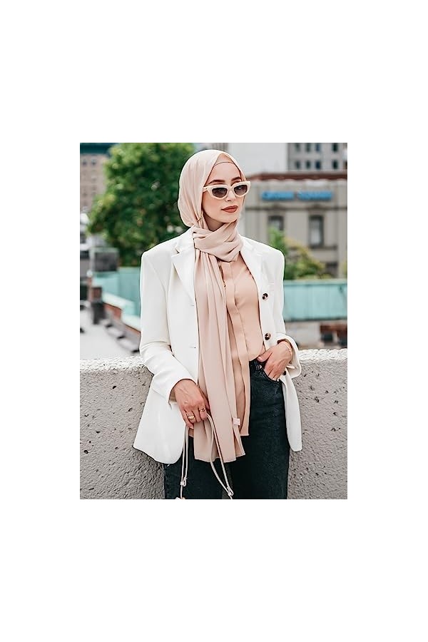 Love My Fashions® Écharpe en mousseline de soie pour femme – Châle uni et soyeux pour femme – Châle léger doux tendance à lon