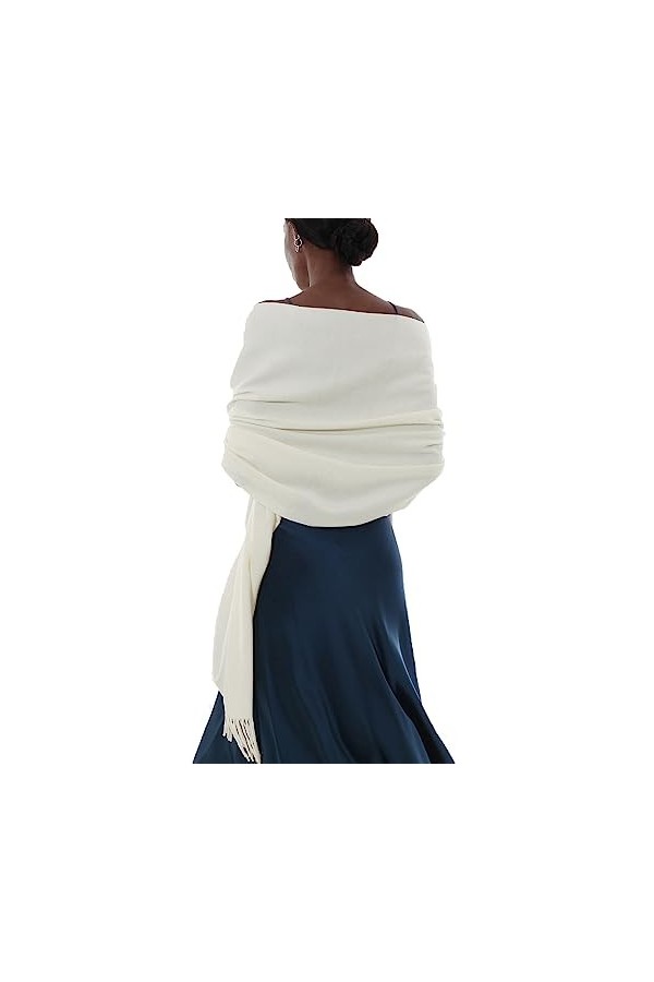 PIOYMEYA Echarpe Chale Ivoire Écharpe Châles Femme Hiver Chaud Grosse Echarpes Foulards Pashmina Etole Mariage