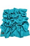 CJ Apparel Turquoise Echarpe de Pashmina en Châle Népalaise Solide Couleur Unie Conception Wrap Étole
