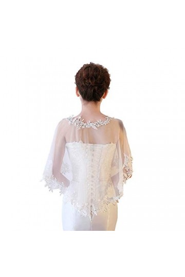 Chic Diary - Élégante robe de mariée - Cape en tulle - Style rétro - Robe de soirée ou de cocktail., Blanc., taille unique