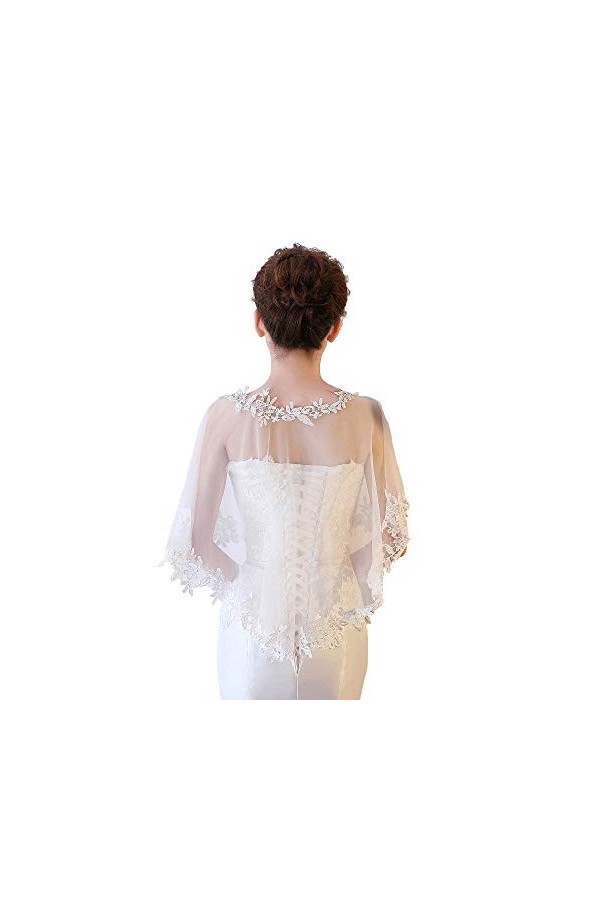 Chic Diary - Élégante robe de mariée - Cape en tulle - Style rétro - Robe de soirée ou de cocktail., Blanc., taille unique