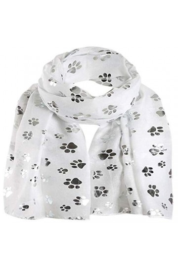 TRILLION® Écharpe à paillettes pour femme Motif pattes Doré rose - Blanc - Taille unique