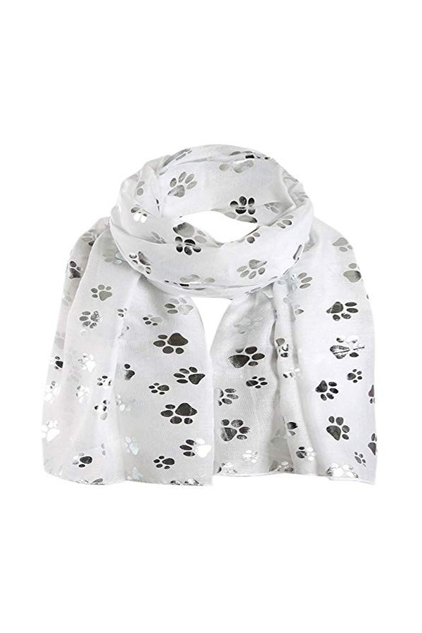 TRILLION® Écharpe à paillettes pour femme Motif pattes Doré rose - Blanc - Taille unique