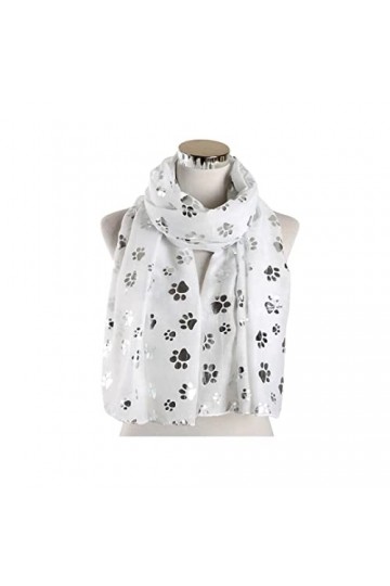 TRILLION® Écharpe à paillettes pour femme Motif pattes Doré rose - Blanc - Taille unique