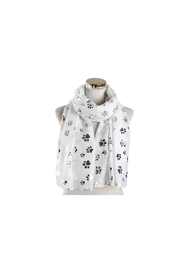 TRILLION® Écharpe à paillettes pour femme Motif pattes Doré rose - Blanc - Taille unique