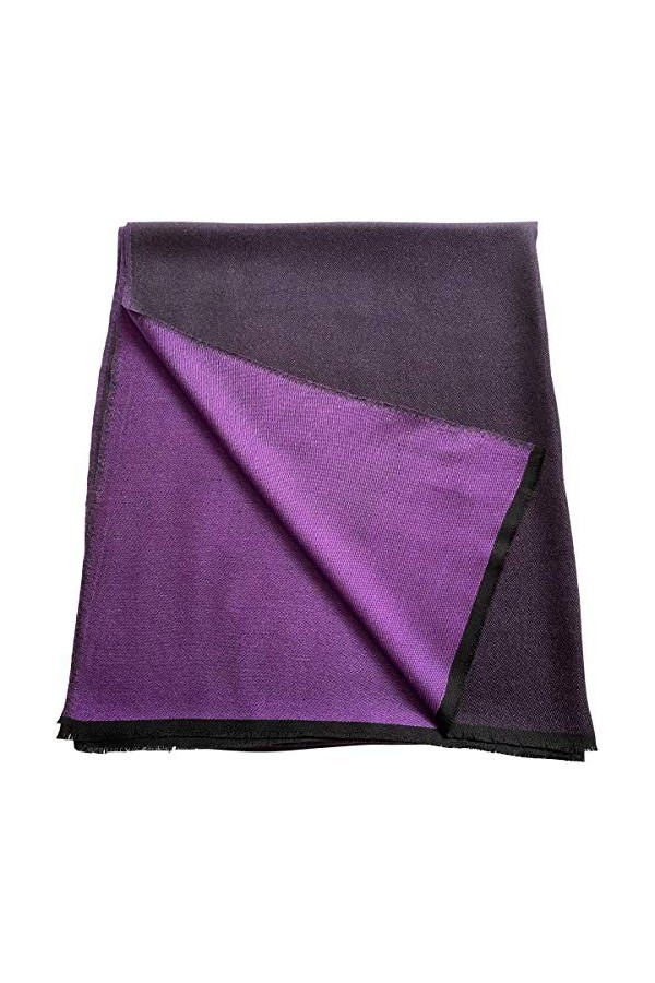 CJ Apparel Noir & Violette Echarpe de Pashmina en Châle Népalaise Solide Couleur Unie Conception Wrap Étole