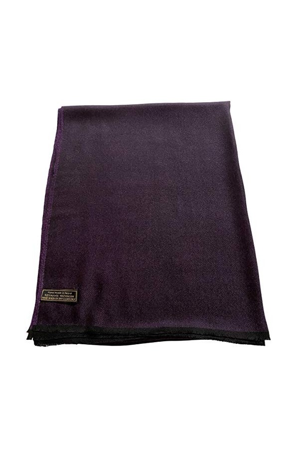 CJ Apparel Noir & Violette Echarpe de Pashmina en Châle Népalaise Solide Couleur Unie Conception Wrap Étole
