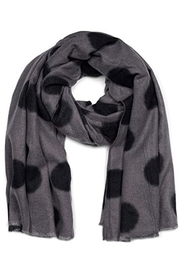 styleBREAKER Foulard tissé XL pour femme avec motifs à pois et franges courtes, à pois, chaud et doux en hiver, étole 0101714
