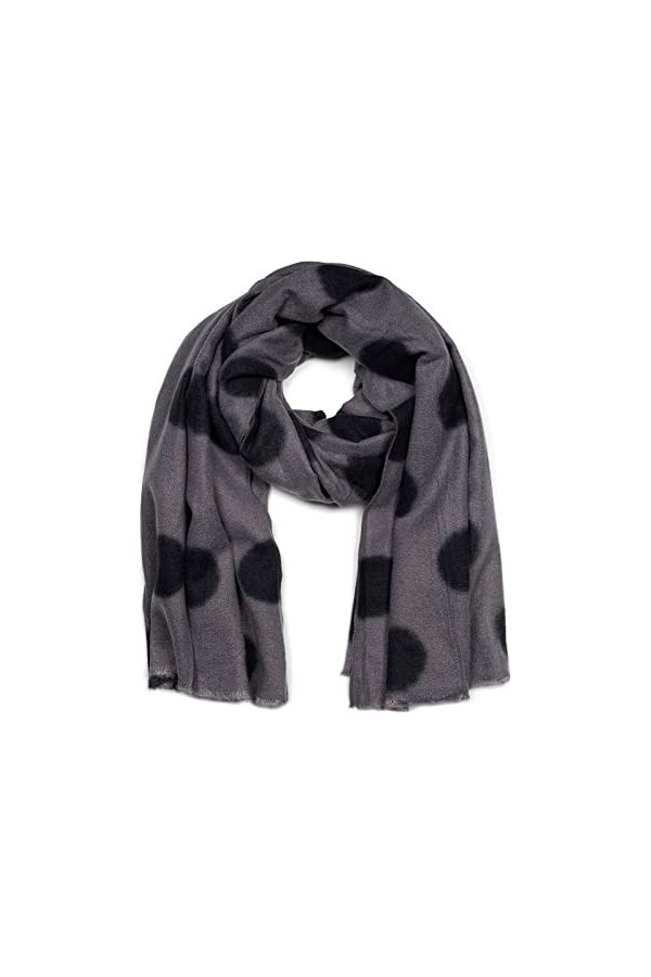 styleBREAKER Foulard tissé XL pour femme avec motifs à pois et franges courtes, à pois, chaud et doux en hiver, étole 0101714