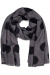 styleBREAKER Foulard tissé XL pour femme avec motifs à pois et franges courtes, à pois, chaud et doux en hiver, étole 0101714
