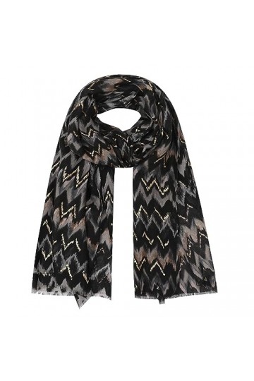 Ever Bloom Foulards colorés pour femme avec dégradé de couleurs Motif zigzags métalliques longs, Noir , taille unique