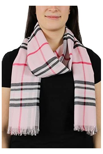 Giorgio Rimaldi Écharpe à carreaux pour femmes, 64 x 180 cm, écharpe moderne surdimensionnée, étole à carreaux, parfaite pour