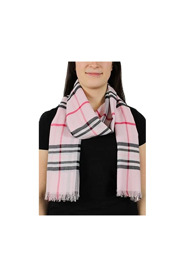 Giorgio Rimaldi Écharpe à carreaux pour femmes, 64 x 180 cm, écharpe moderne surdimensionnée, étole à carreaux, parfaite pour
