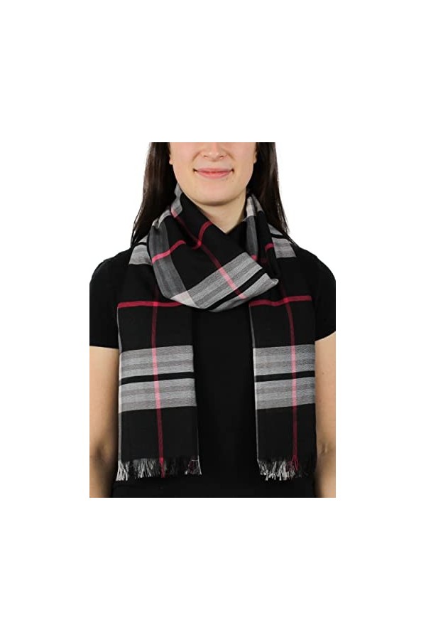 Giorgio Rimaldi Écharpe à carreaux pour femmes, 64 x 180 cm, écharpe moderne surdimensionnée, étole à carreaux, parfaite pour