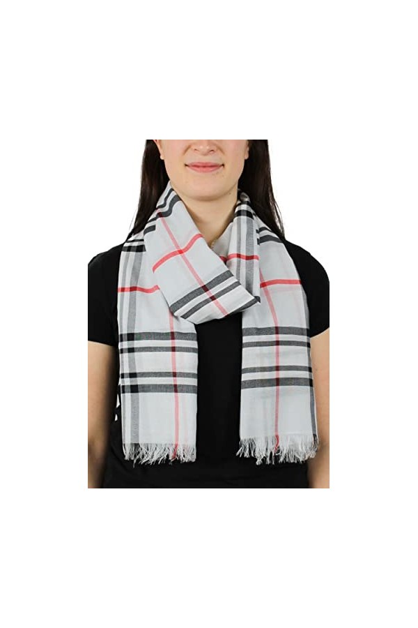Giorgio Rimaldi Écharpe à carreaux pour femmes, 64 x 180 cm, écharpe moderne surdimensionnée, étole à carreaux, parfaite pour