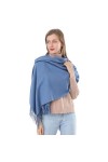 ACNCN Écharpe en cachemire pour femme - 300 g - Extra large - Pour lhiver, bleu/gris