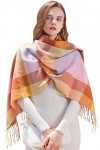 Longwu Femmes Tartan écossais Multicolore Dames écharpe et châle Wrap Cachemire Sensation Hiver Doux Chaud Longues Grandes éc